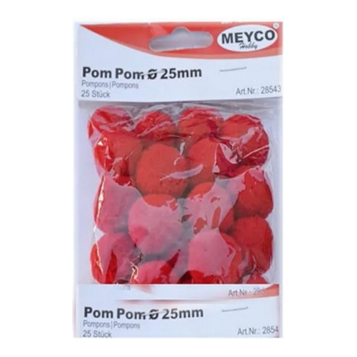 Meyco πομ πομ κόκκινο φ25mm 25τεμ