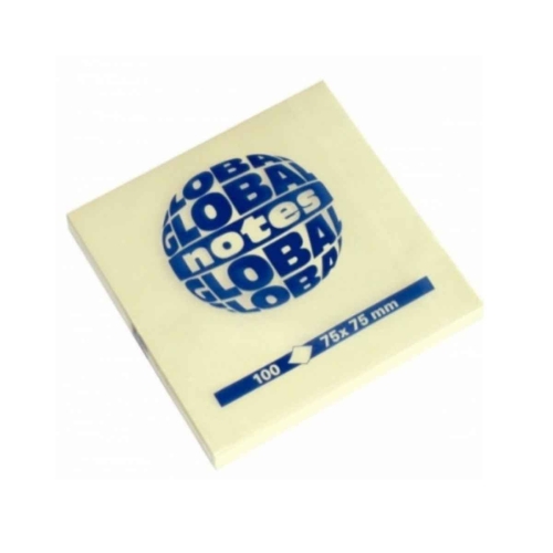 Global Χαρτάκια Αυτοκόλλητα Σημειώσεων Κίτρινα 75Χ75mm 100Φ