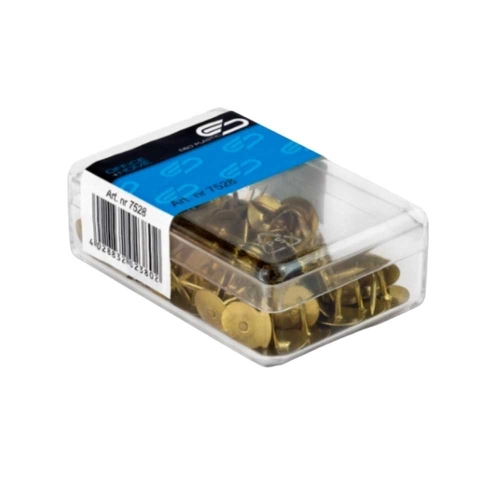 E&D Πινέζες Χρυσές σε Πλαστικό Κουτί 100τμχ